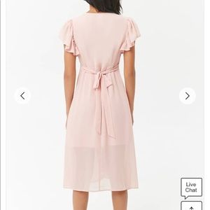 chiffon butterfly sleeve midi dress